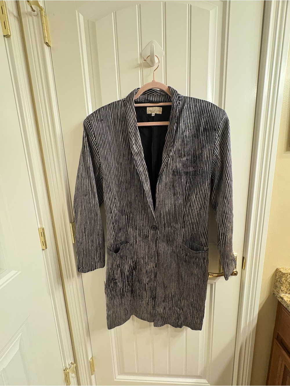 GIANNI VERSACE Vintage 90’s Black Silver Long Blazer Jacket 40 US Small